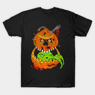 Evil Halloween Pumpkin Character T-Shirt